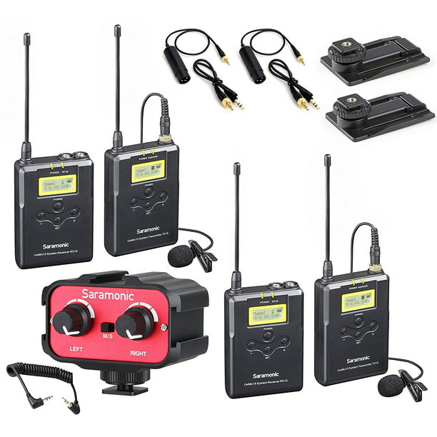 2 Receivers and Audio Mixer for DSLR Cameras Saramonic Dual Wireless VHF Lavalier Microphone Bundle with 2 Transmitters 